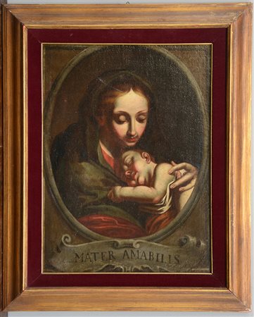 Scuola del secolo XVIII, "Mater amabilis" olio su tela (cm 53x40) in cornice...