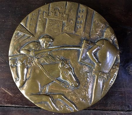 Medaglia in bronzo raffigurante "La giostra del Saracino" Arezzo