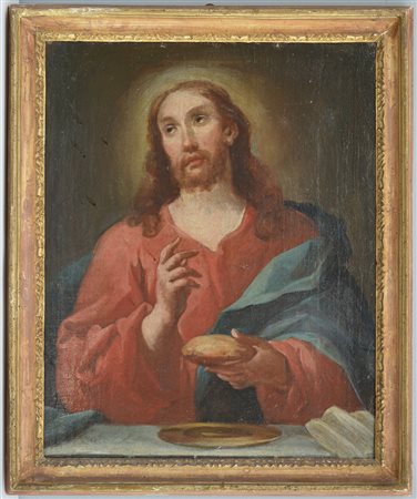 Scuola dell'Italia settentrionale del secolo XVIII, "Cristo benedicente" olio...