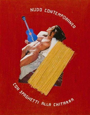 Claudio Francia Con spaghetti alla chitarra tecnica mista,spaghetti e collage...