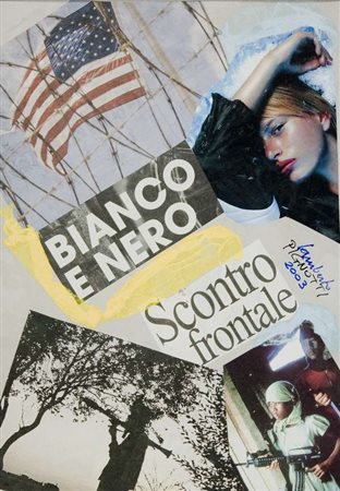 Lamberto Pignotti Bianco e nero – 2003 collage su cartoncino cm. 50x35 Firma...