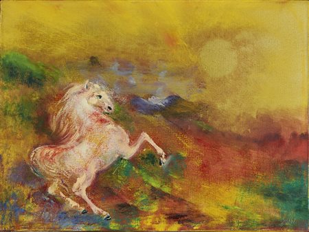 SASSU ALIGI (1912 - 2000) El cavallo al.. 1963. Olio su tela . Cm 40,00 x...