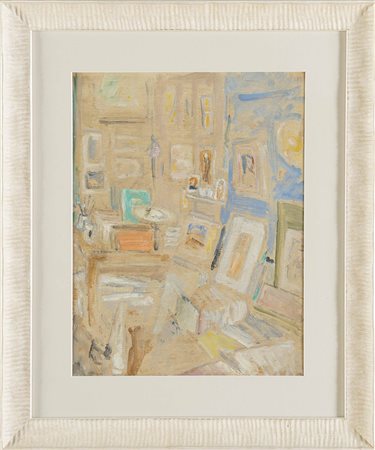 Renzo Biasion (Treviso 1914 - Firenze 1996), “Interno di studio”. Olio su...