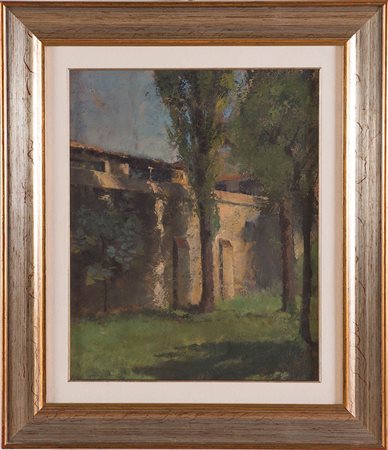 Luigi Ricci (Ravenna 1823 - 1896), “Paesaggio”. Olio su tavola di cartone,...