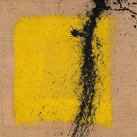 CHANDA TUN (1980)Yellow and black, 2012Smalto acrilico su tela di jutacm...