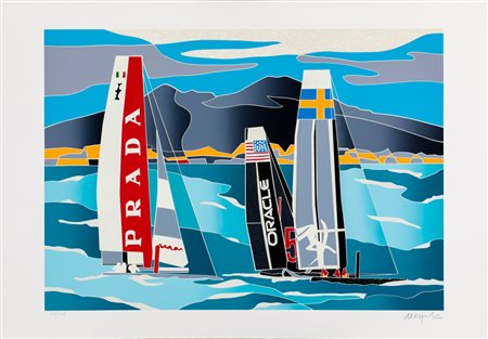 UGO NESPOLO (1941)America's CupSerigrafia polimatericacm 70x100Firma e...