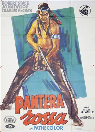 PANTERA ROSSA (1954) Manifesto, cm 200x140 firmato Condizioni: BUONO