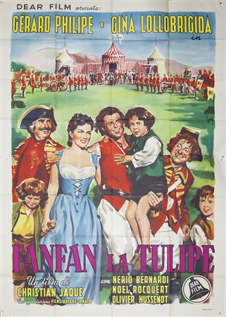 FANFAN LA TULIPE (1952) Manifesto, cm 200x140 film con Gina Lollobrigida...