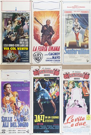 VIA COL VENTO + ALTRI (anni '50) Lotto unico di n. 6 locandine, cm 70x33 film...