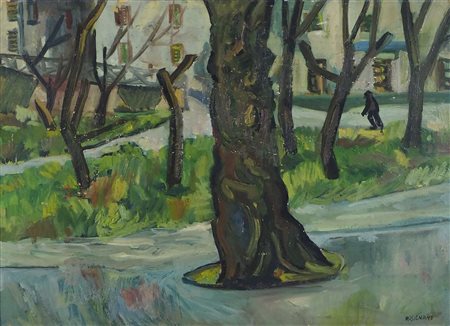 Livio Rosignano Pinguente (Pola) 1924-2015 "Alberi" cm. 50x70 - olio su...