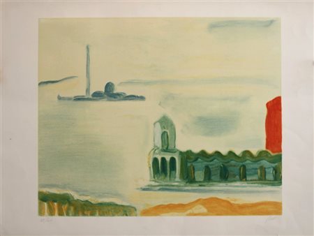 VIRGILIO GUIDI, San Giorgio, Litografia a colori Anno 1982 Dim. 50x70 Opera...