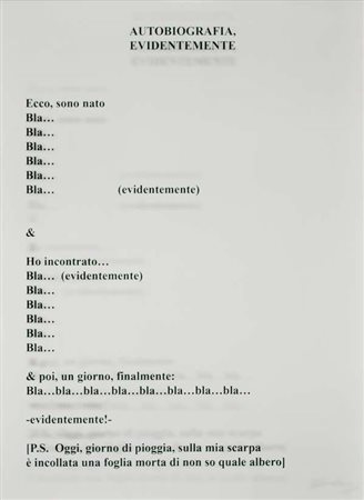 Jean Francois Bory Autobiografia,evidentemente – 2006 digital print su...