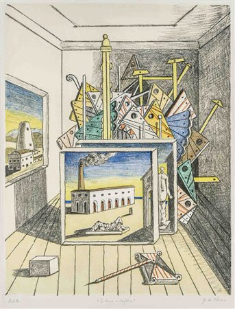 GIORGIO DE CHIRICO (1888 - 1978) Interno metafisico 1970 Litografia a colori,...