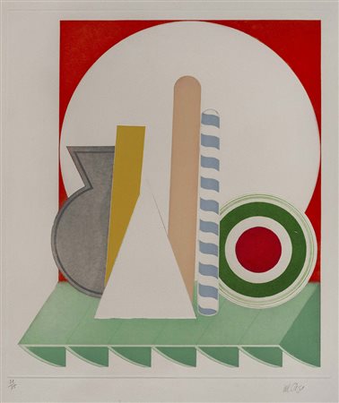 LUCIO DEL PEZZO (1933) Composizione Acquatinta, es. 31/75 51 x 44,6 cm...