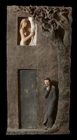 CORNINI MARCO (n. 1966) Senza titolo. Terracotta dipinta. Cm 80,00 x 114,00 x...