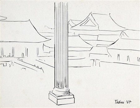TADINI EMILIO Milano 1927 - 2002 La colonna 1967 disegno a china su...