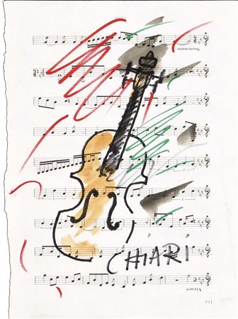 CHIARI GIUSEPPE Firenze 1926 - 2007 Violino tecnica mista su spartito...