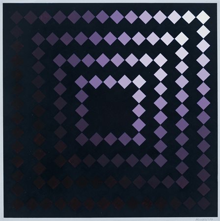 HUGO DEMARCO (1932-1995)Senza Titolo, 1987Acrilici su cartoncinocm 31x31Firma...