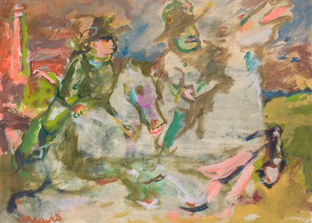 MINO MACCARI (1898-1989)Cavalcade, 1947Olio su cartone telatocm 30x40Firma al...