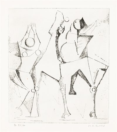 MARINO MARINI (1901-1980)Trio felice, 1970AcquaforteLastra cm 39x33,5Foglio...