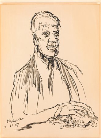 OSCAR KOKOSCHKA (1886-1980)Autoritratto con tartaruga, 1969Litografiacm...