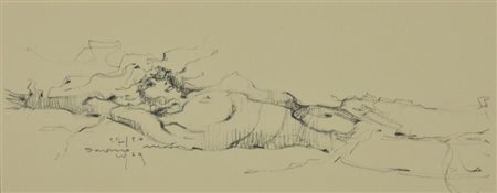 Enrico Villani NUDO CORICATO litografia su carta, cm 15x35 esemplare 57 di 70...