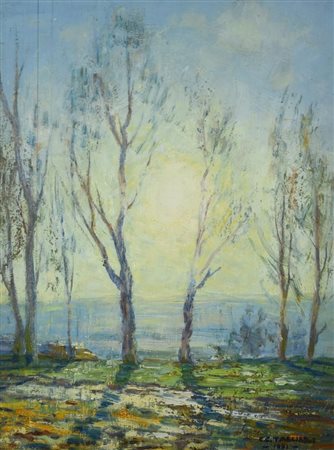 Carlo Costantino Tagliabue CONTROLUCE olio su tavoletta, cm 42x32 sul fronte:...