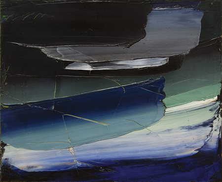 Alfredo Chighine 1914 - 1974 Mare di sera, 06/1961 Olio su tela 37.5 x 45 cm...