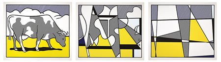 Roy Lichtenstein 1923 - 1997 Cow triptych ( Cow Going Abstract) Poster, 1982...