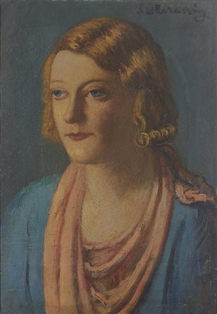 Piero Marussig 1879 - 1937 Ritratto della signora Fanny Moschin, (1932) Olio...