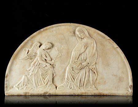 Arte dell'Italia centrale, secolo XVI "Annunciazione" lunetta in marmo...