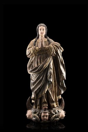 Arte dell'Italia meridionale, secolo XVII "Madonna dell'Apocalisse" scultura...