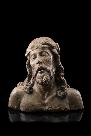 Artista del secolo XVIII "Ecce Homo" scultura in legno con tracce di...