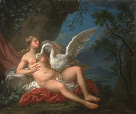 Louis Eisen (circa 1731 - 1801)Leda e il cignoOlio su tela cm 64x74Firmato e...