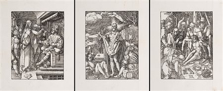 Albrecht Durer (Norimberga 1471 - 1528)Gruppo di tre xilografie dal ciclo...