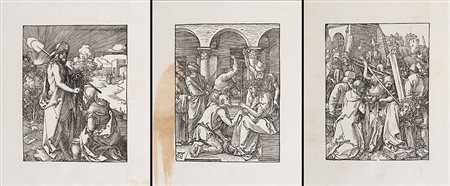 Albrecht Durer (Norimberga 1471 - 1528)Gruppo di tre xilografie dal ciclo...