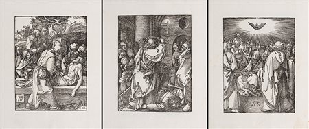 Albrecht Durer (Norimberga 1471 - 1528)Gruppo di tre xilografie dal ciclo...