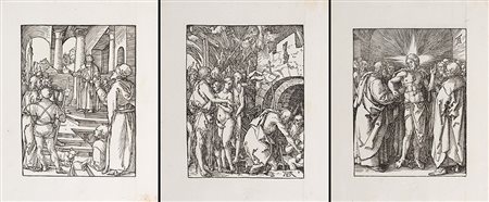 Albrecht Durer (Norimberga 1471 - 1528)Gruppo di tre xilografie dal ciclo...