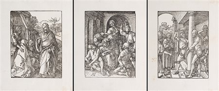 Albrecht Durer (Norimberga 1471 - 1528)Gruppo di tre xilografie dal ciclo...