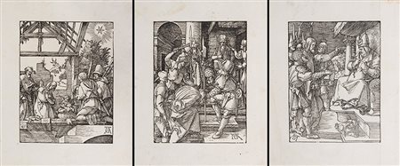 Albrecht Durer (Norimberga 1471 - 1528)Gruppo di tre xilografie dal ciclo...