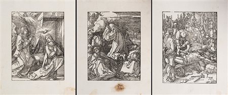 Albrecht Durer (Norimberga 1471 - 1528)Gruppo di tre xilografie dal ciclo...