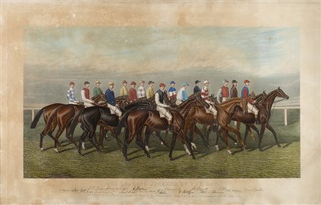 Edward Gilbert Hester (1843 - 1903)"Our leading jockeys of the day" incisione...