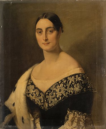 Scuola del secolo XIX Ritratto della Baronessa Carlotta de Suini in...