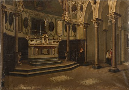 Domenico Battaglia (Napoli 1842 - 1904)(attr.)Interno di Santa Restituta nel...