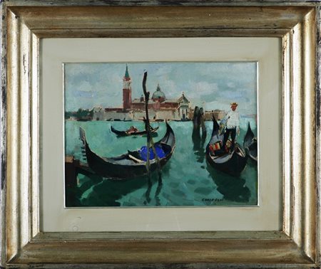CONSADORI SILVIO (1909 - 1994) Venezia 80. Olio su cartone telato, cm...