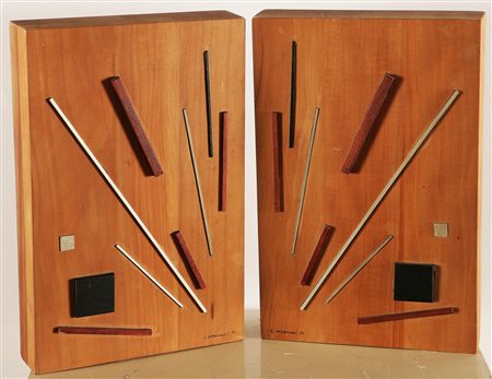 VERONESI LUIGI (1908 - 1998) Motivi per porta, coppia di strutture. 1972...