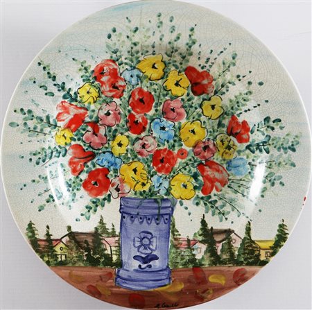 CASCELLA MICHELE (1892 - 1989) Vaso di fiori. Multiplo su ceramica, cm 52....