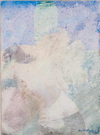 MIMMO ROTELLA (1918-2006) Love 1973effaçage su carta su tela cm 27x21firmato...