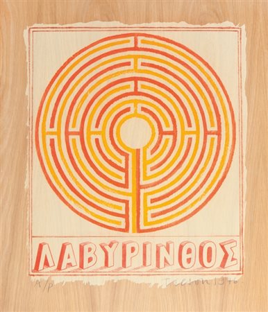 JOE TILSON (1928-) Labyrinthos 1976serigrafia su legno cm 54x46 5esemplare...