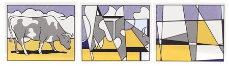 ROY LICHTENSTEIN (1923-1997) Cow Triptych (Cow Going Abstract) 1982tre...